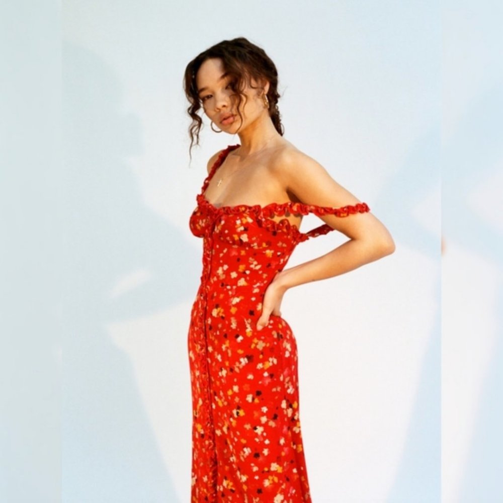 Réalisation Par Juliet Midi Dress - Rouge Fleur